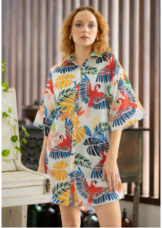 LOLA PRINTED BAGGY SHIRT DRESS